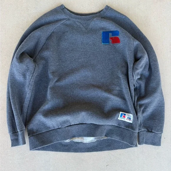 VINTAGE Russell Athletic Gray Crewneck Sweater - Picture 1 of 5